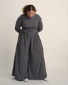 Isadora Wide Leg Lounge Pants - Fine Stripe in Navy/White