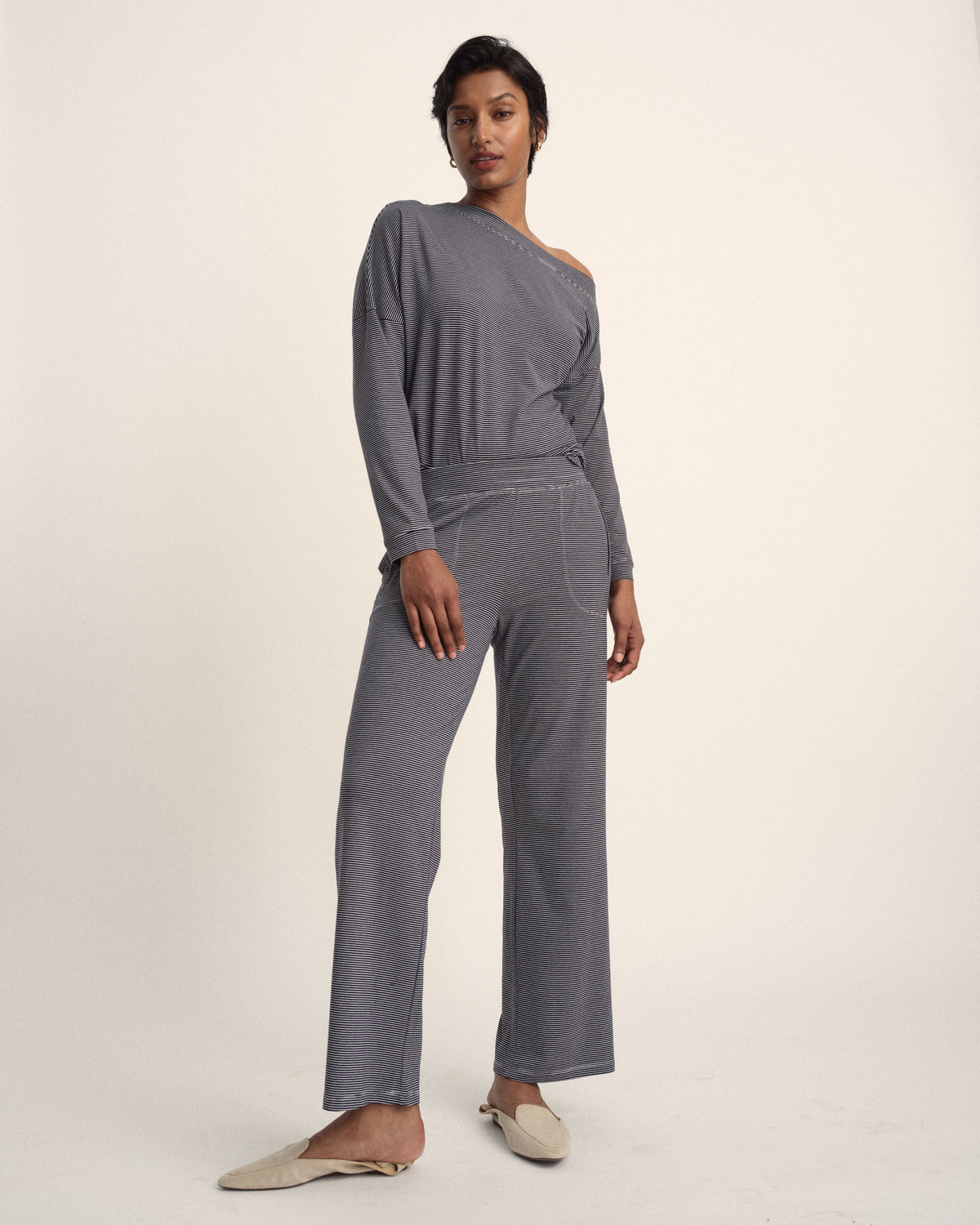 UltimateS Mola Lounge Pants - Fine Stripe in Navy/White