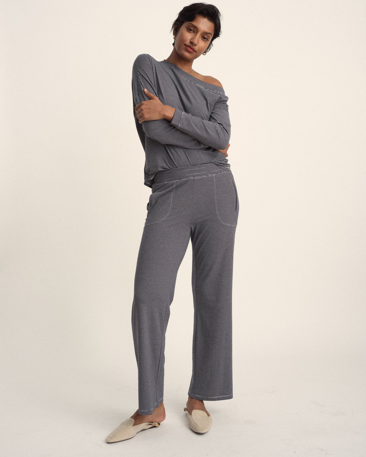 UltimateS Dolci Top - Fine Stripe in Navy/White