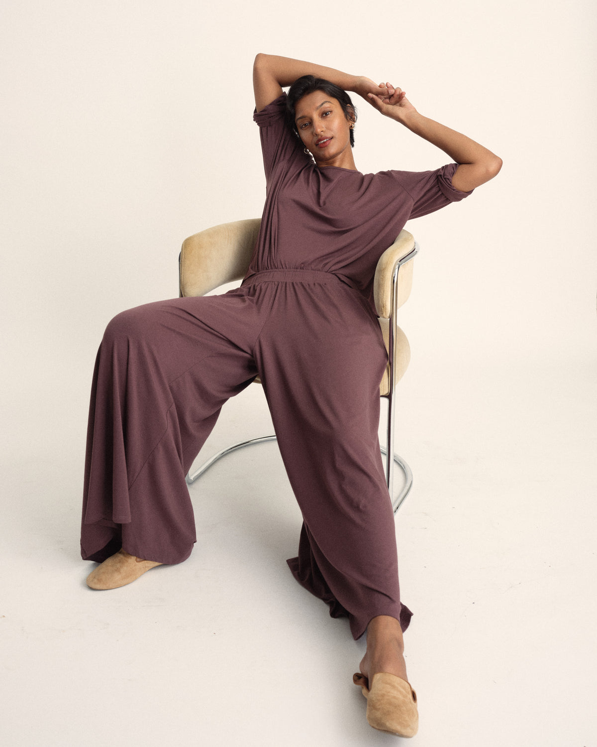Isadora Wide Leg Lounge Pants - Cassis