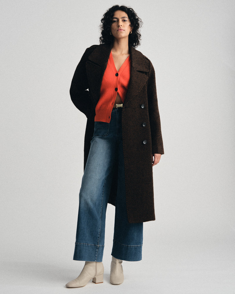 Callaghan Wool Coat - Black/Brown Herringbone
