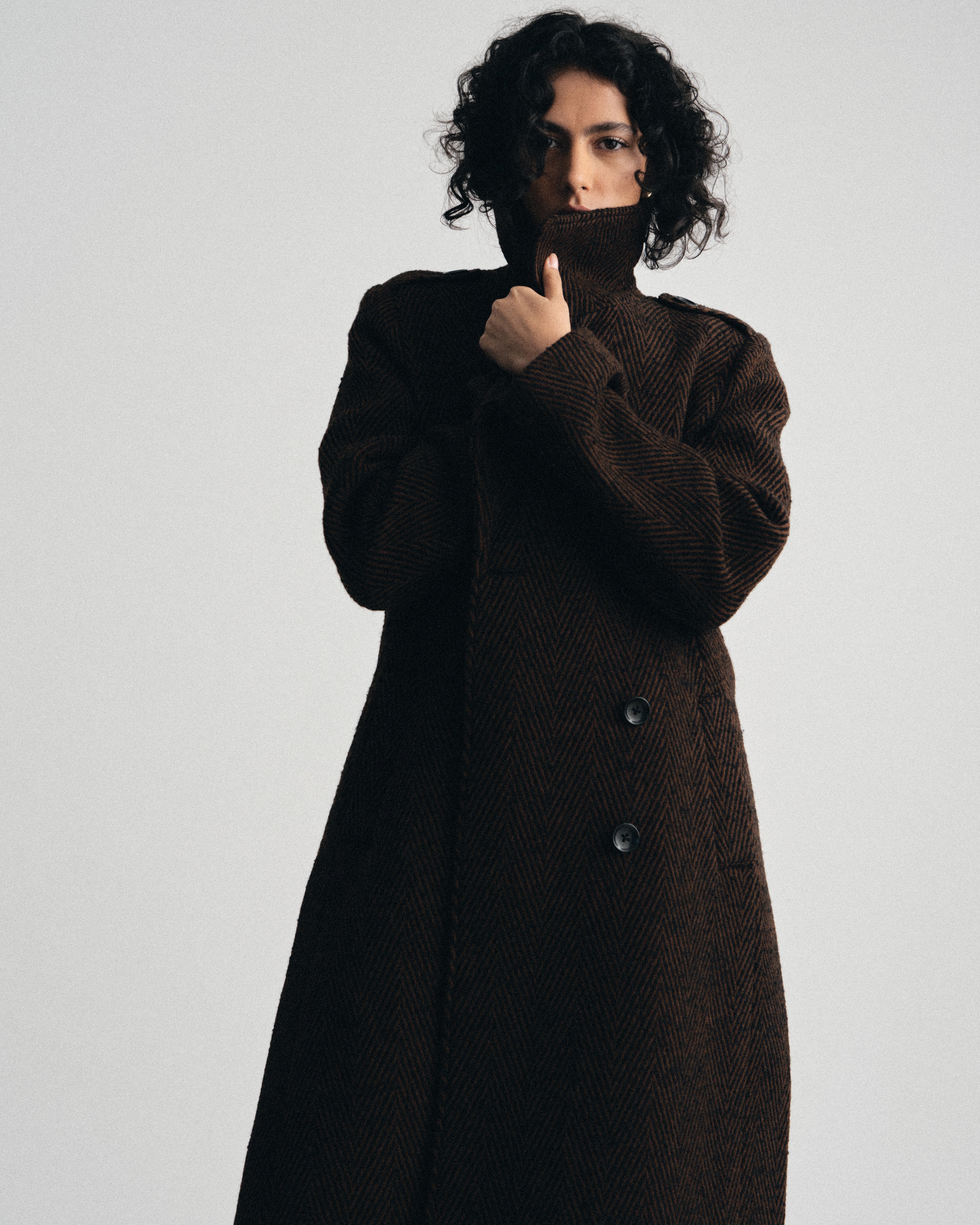 Callaghan Wool Blend Coat - Black/Brown Herringbone – Universal