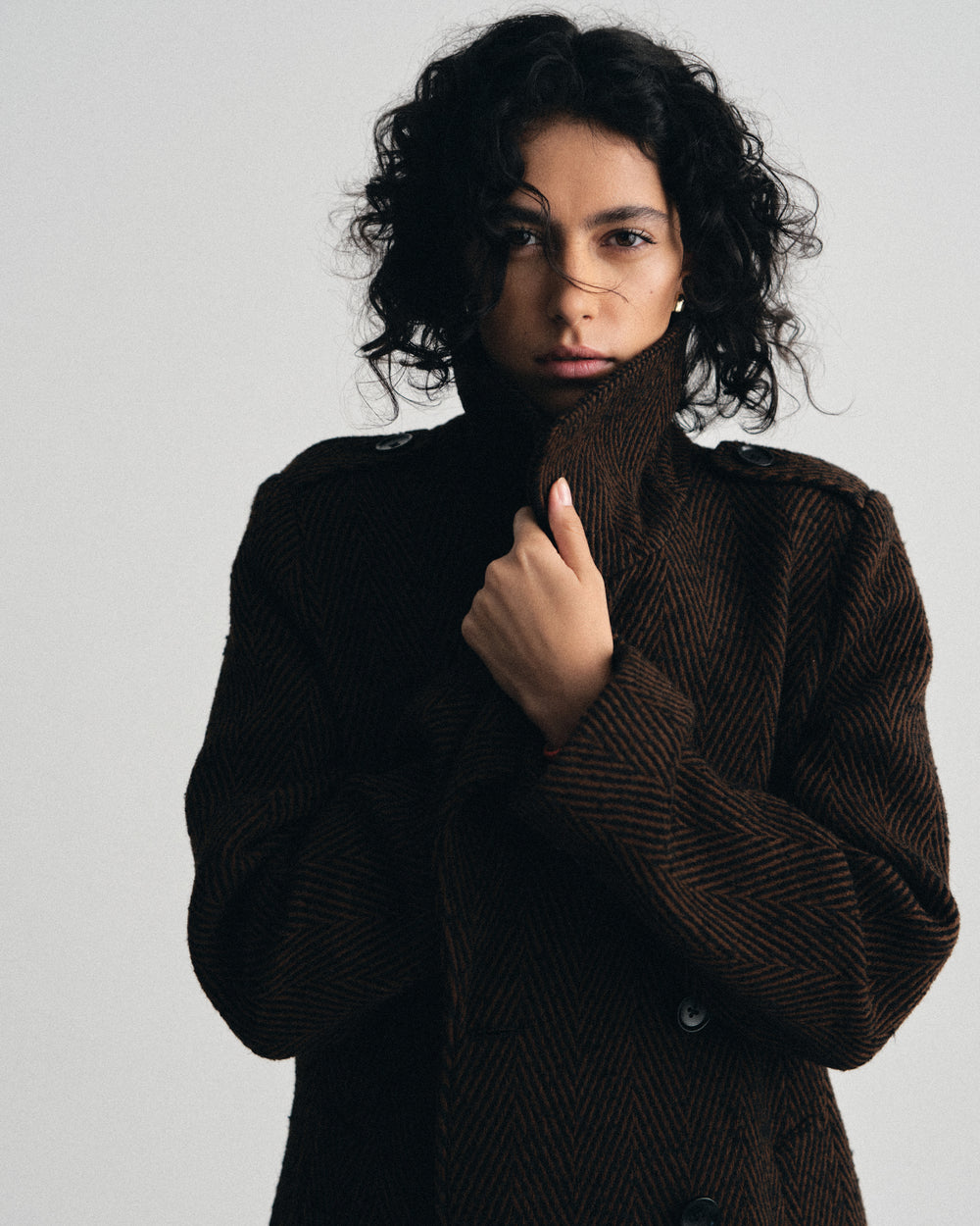 Callaghan Wool Coat - Black/Brown Herringbone
