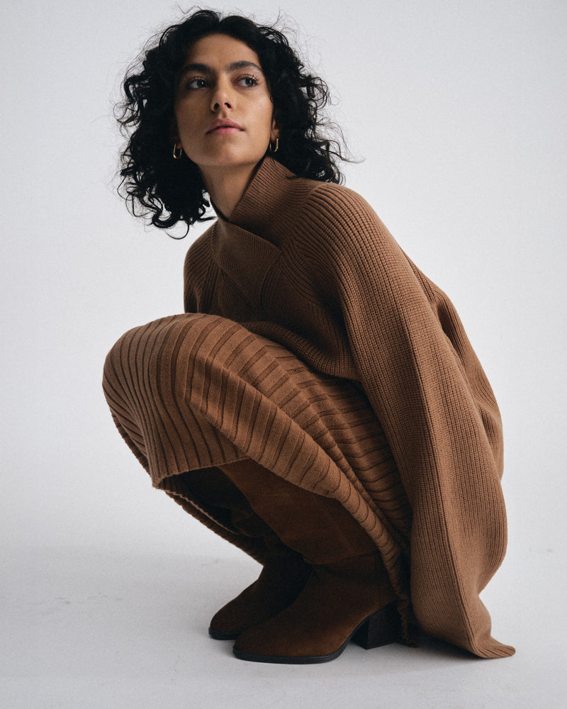 Arly Wrap Neck Sweater - Classic Camel