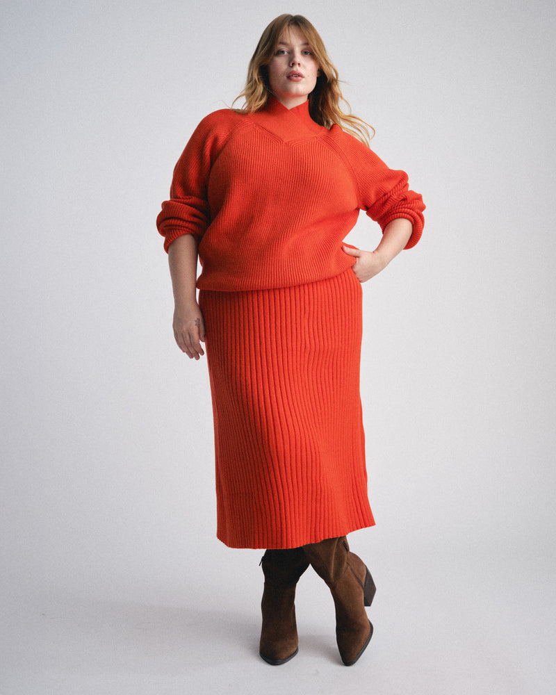 Arly Wrap Neck Sweater - Poppy