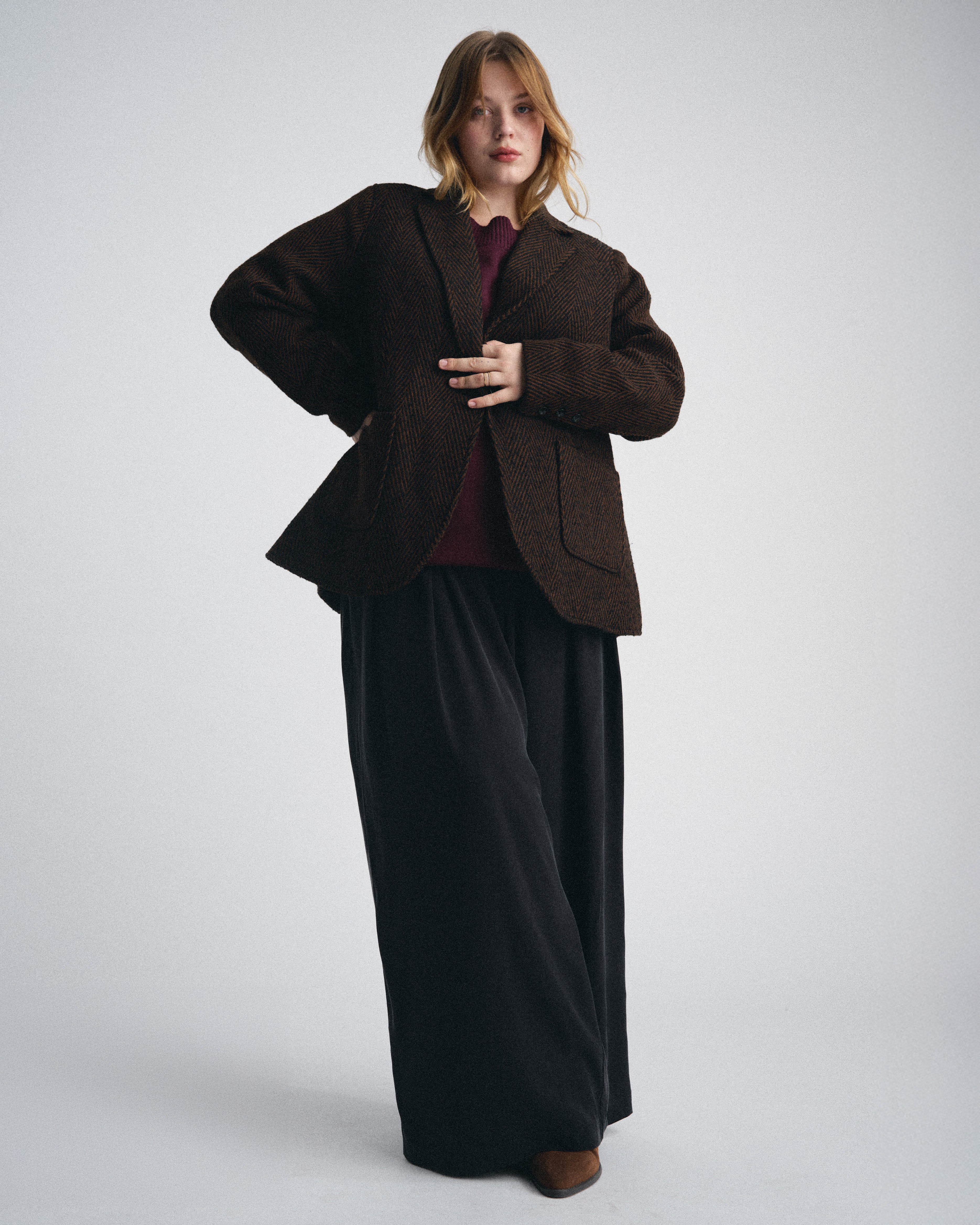 Kidjo Tailored Wool Jacket - Black/Brown Herringbone – Universal