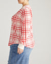 Long Sleeve V Rex - Red Plaid Print