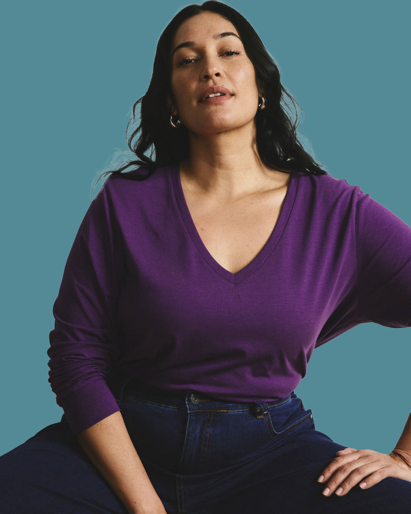 Long Sleeve V Rex - Grape