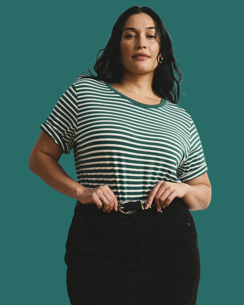 Tee Rex - Aventurine/Ecru Stripe