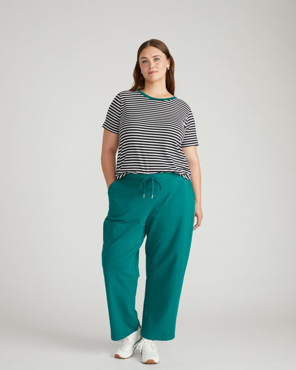Tee Rex - Black/White Stripe with Aventurine Trim