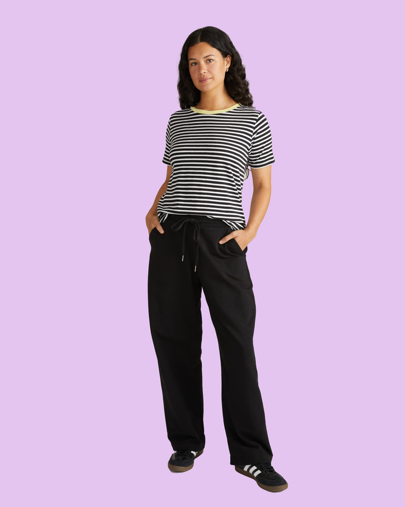 Tee Rex - Black/White Stripe with Reed Trim