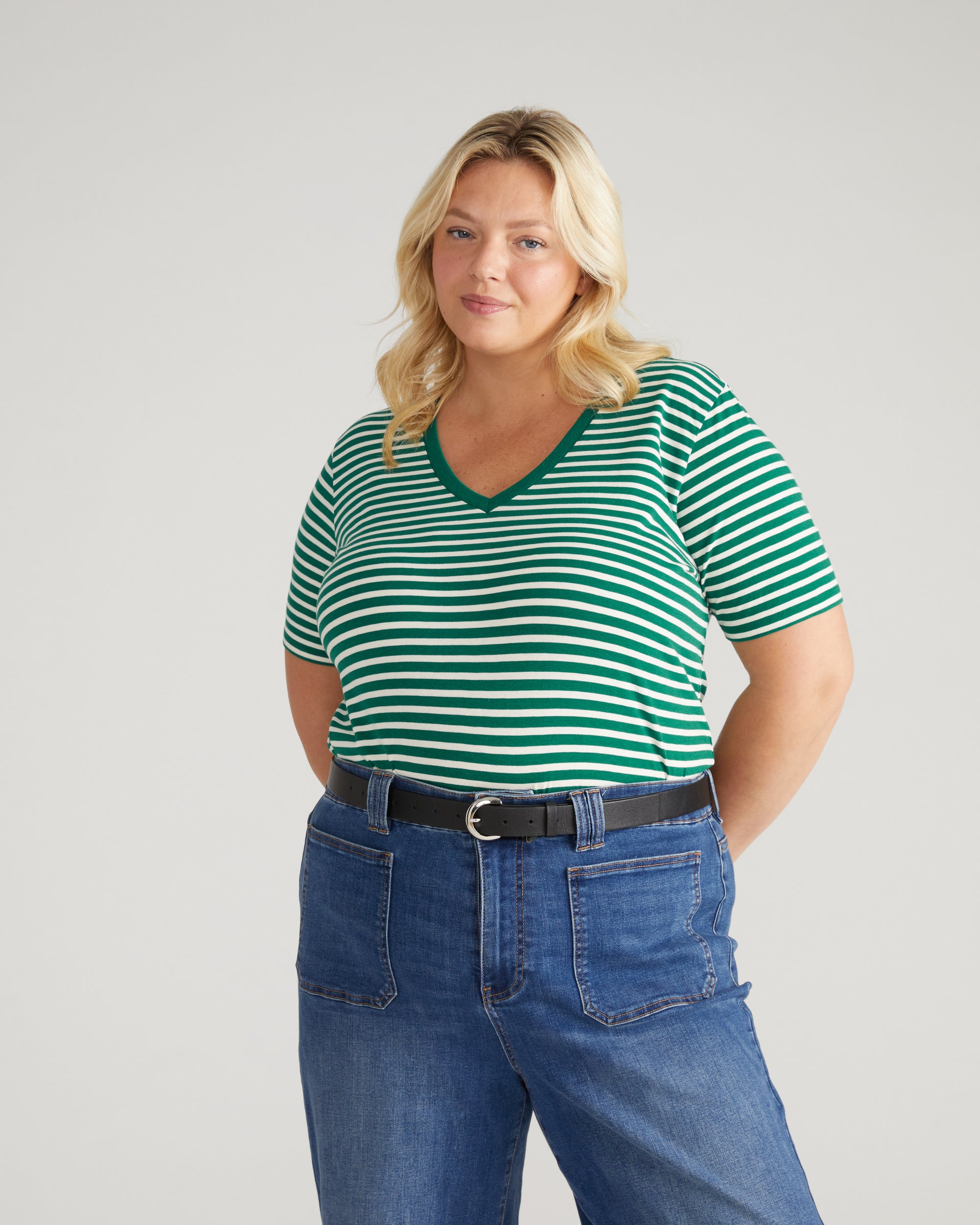 V Rex - Aventurine/Ecru Stripe