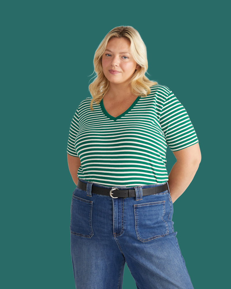 V Rex - Aventurine/Ecru Stripe