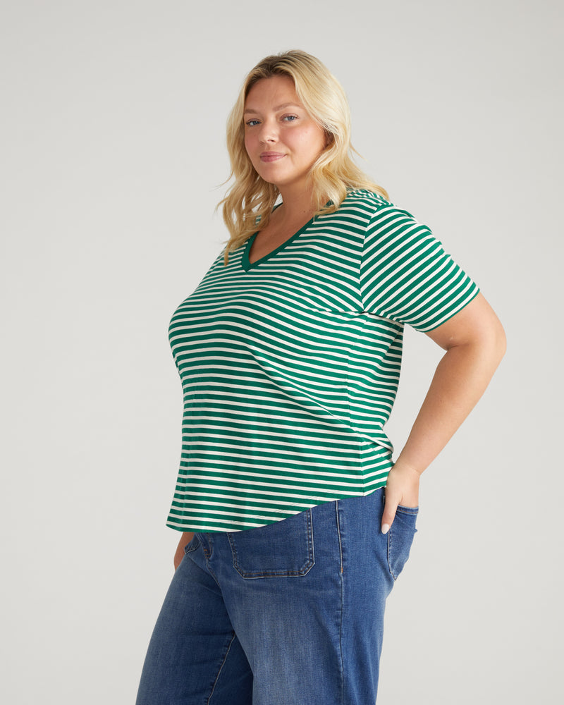 V Rex - Aventurine/Ecru Stripe