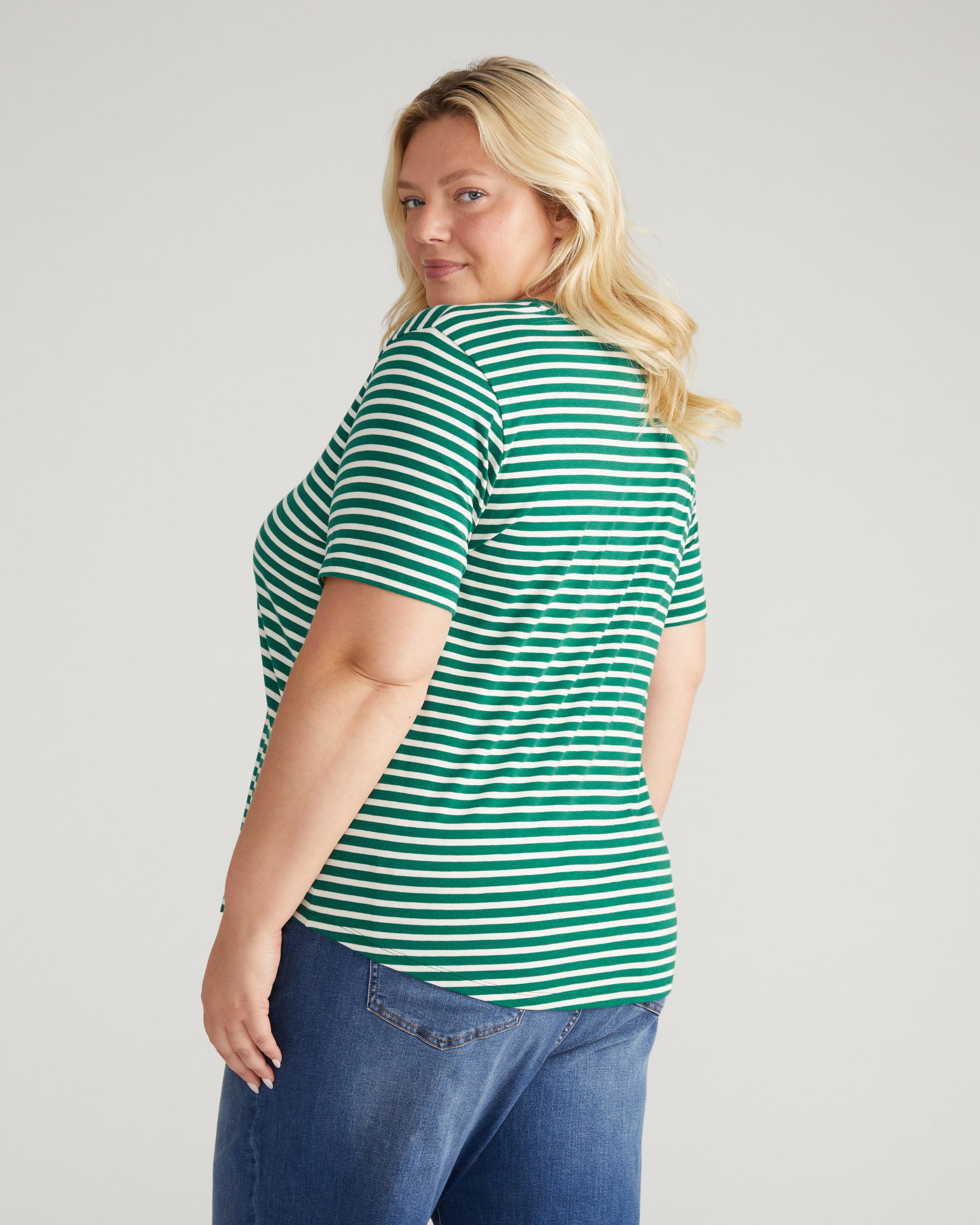 V Rex - Aventurine/Ecru Stripe