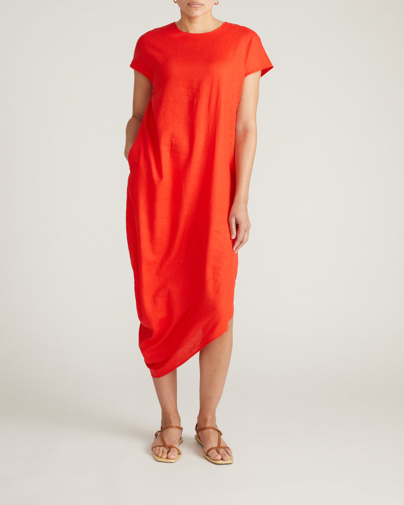 Iconic Stretch Linen Geneva Dress - Shoreline Sunset | Plus Size & Straight Size Women's Fashion | Universal Standard