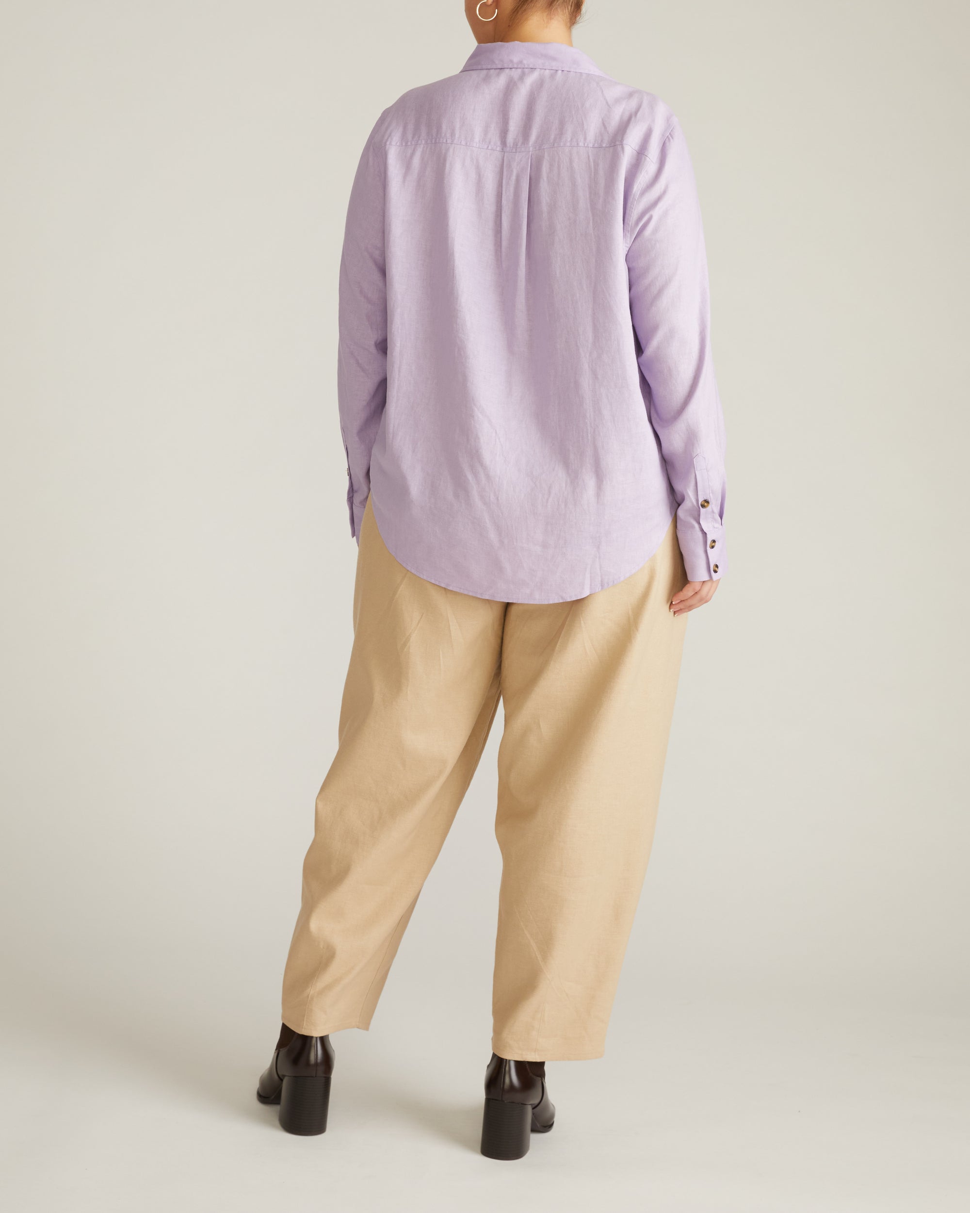 Elbe Popover Stretch Linen Blend Shirt - Orchid | Plus Size & Straight Size Women's Fashion | Universal Standard
