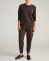 Woman wearing Meridien Zip Sweatshirt - Deep Brown from Universal Standard