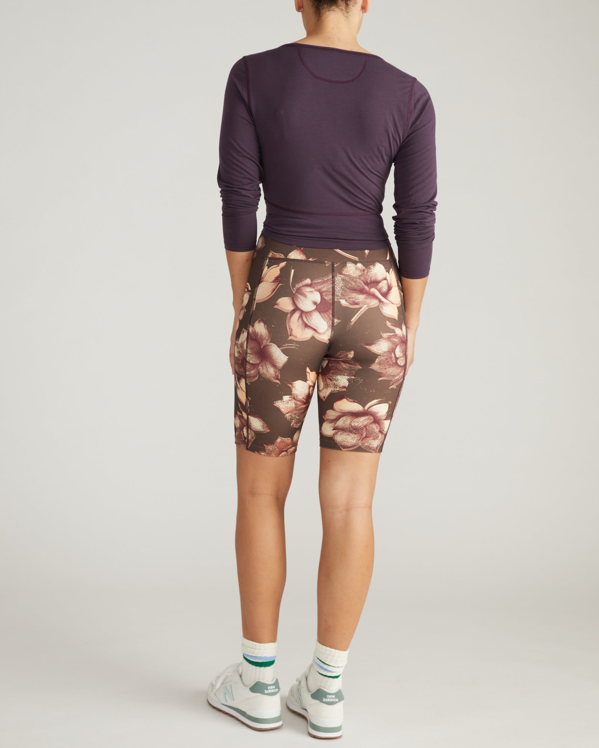 Woman wearing Next-to-Naked Bike Shorts - Lotus Print from Universal Standard