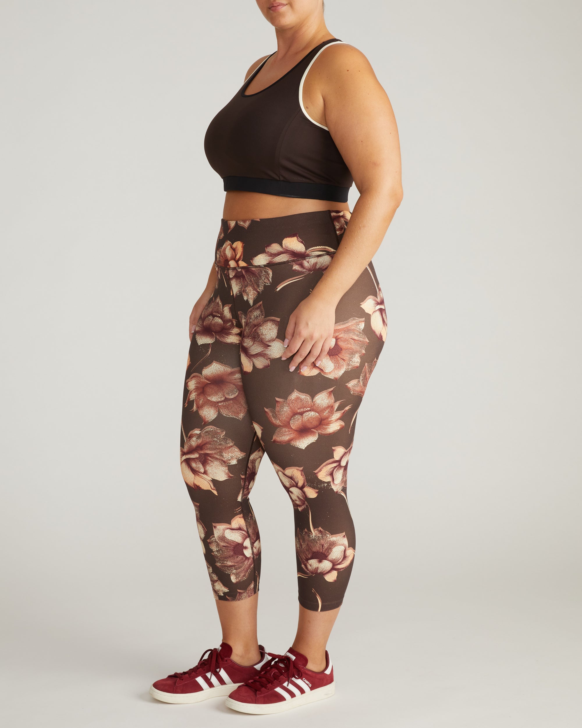 Next-to-Naked Racerback Sports Bra - Deep Brown/Dove Wing Trim | Plus Size & Straight Size Women's Fashion | Universal Standard