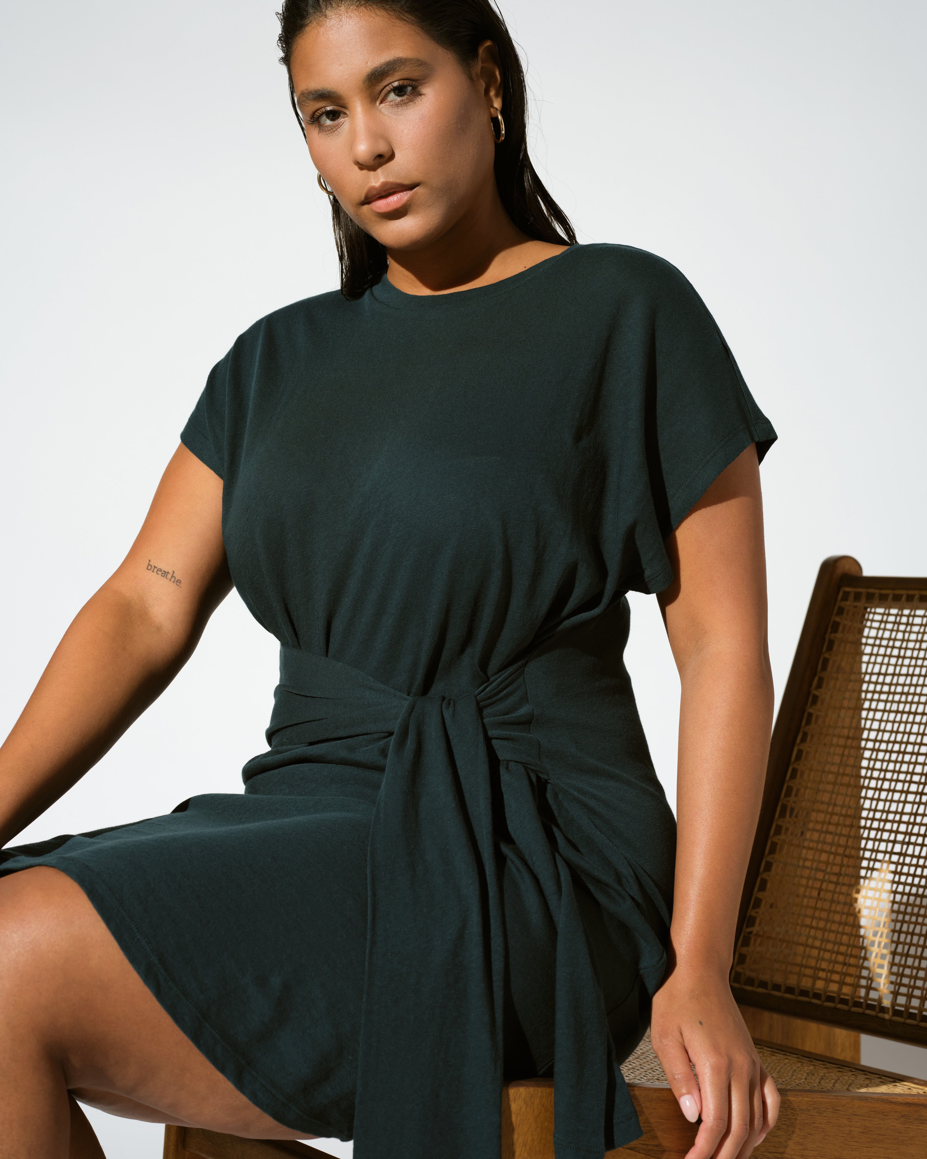 Misa Linen Jersey Tie Dress - Deep Sea – Universal Standard