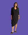 Iconic Long Sleeve V-Neck Geneva Dress - Black