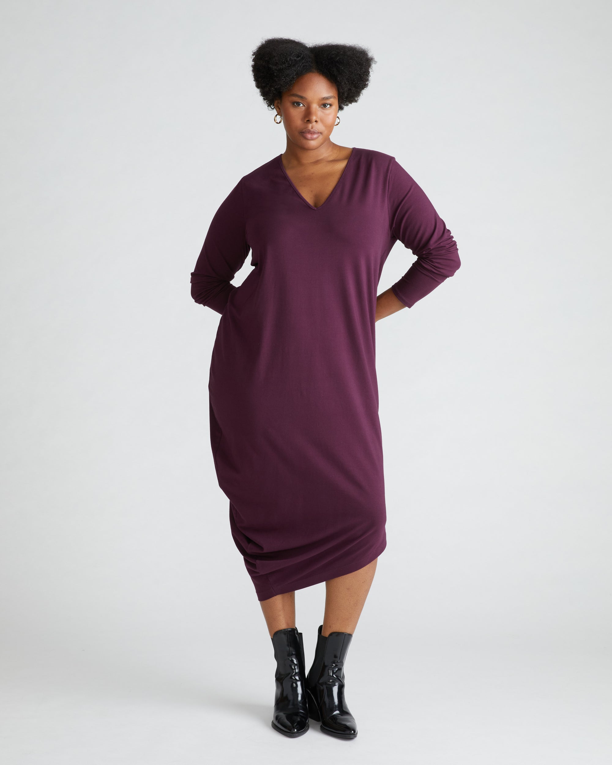 Iconic Long Sleeve V-Neck Geneva Dress - Acai