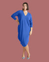 Iconic Long Sleeve V-Neck Geneva Dress - Lapis