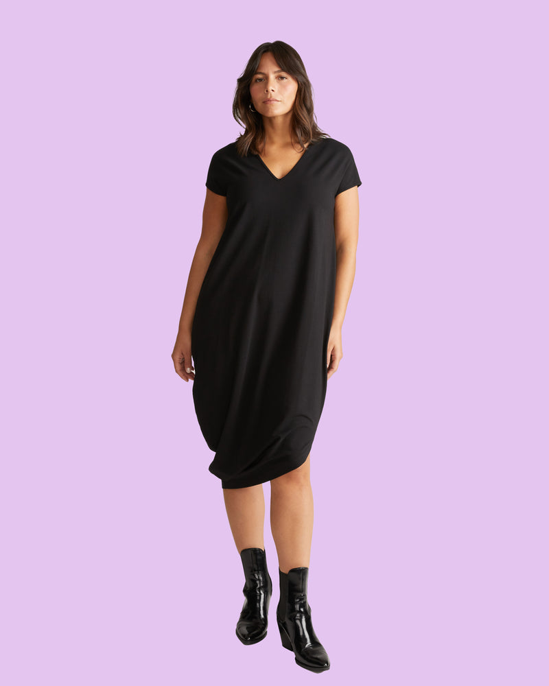 Iconic Geneva V-Neck Dress - Black