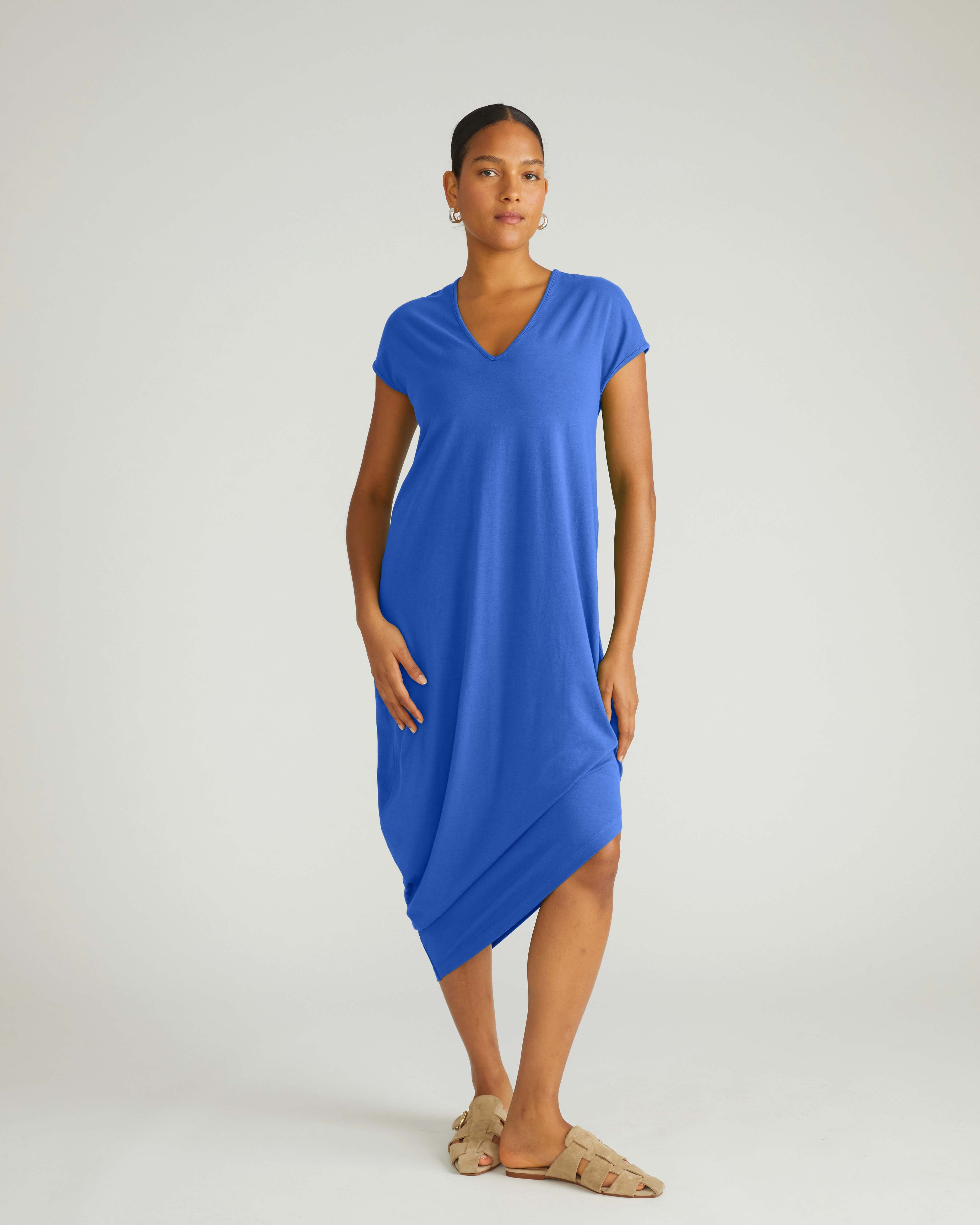 Iconic Geneva V-Neck Dress - Lapis – Universal Standard