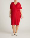 Teresa Liquid Jersey V-Neck Dress - New York Red | Plus Size & Straight Size Women's Fashion | Universal Standard