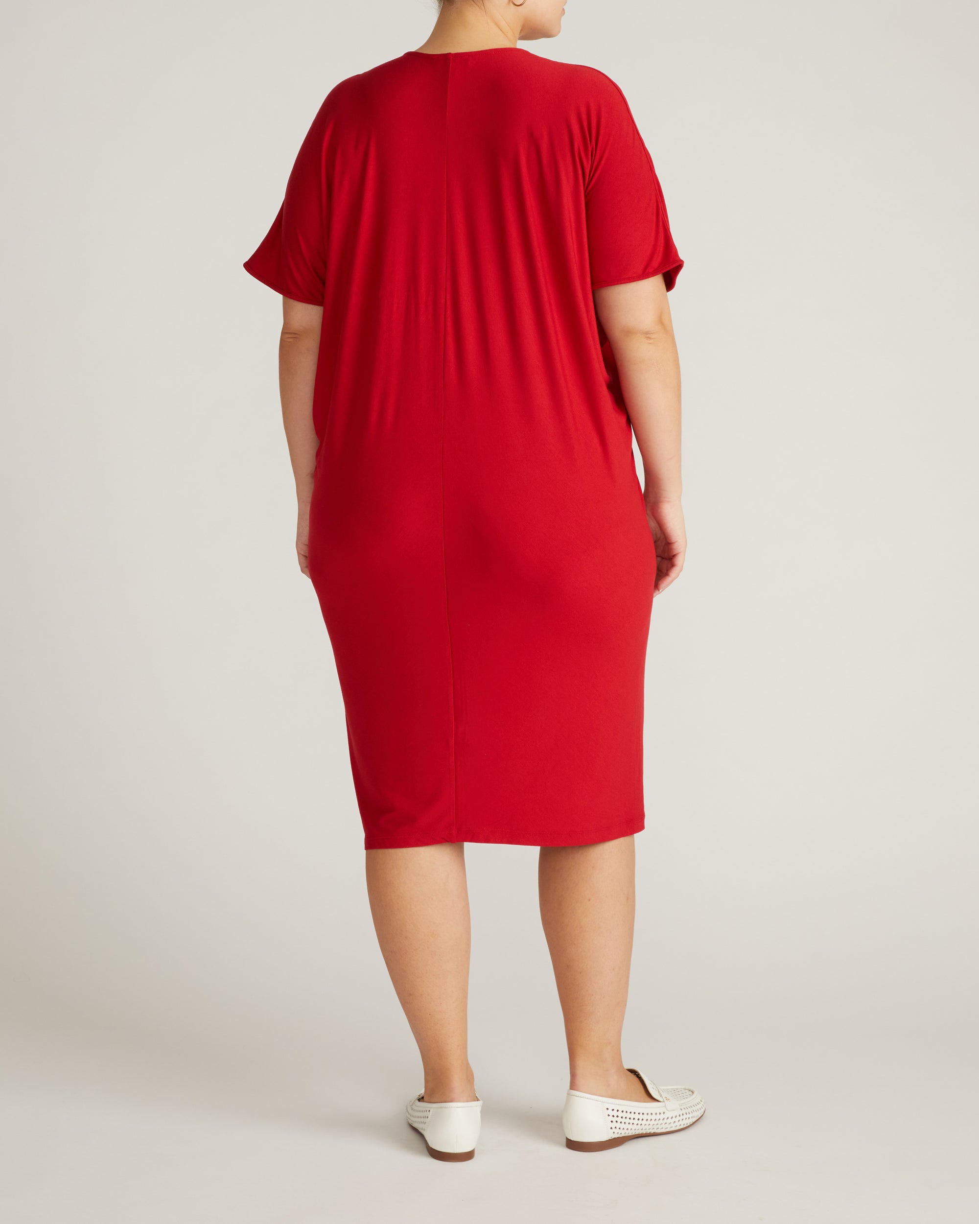 Teresa Liquid Jersey V-Neck Dress - New York Red  Universal Standard