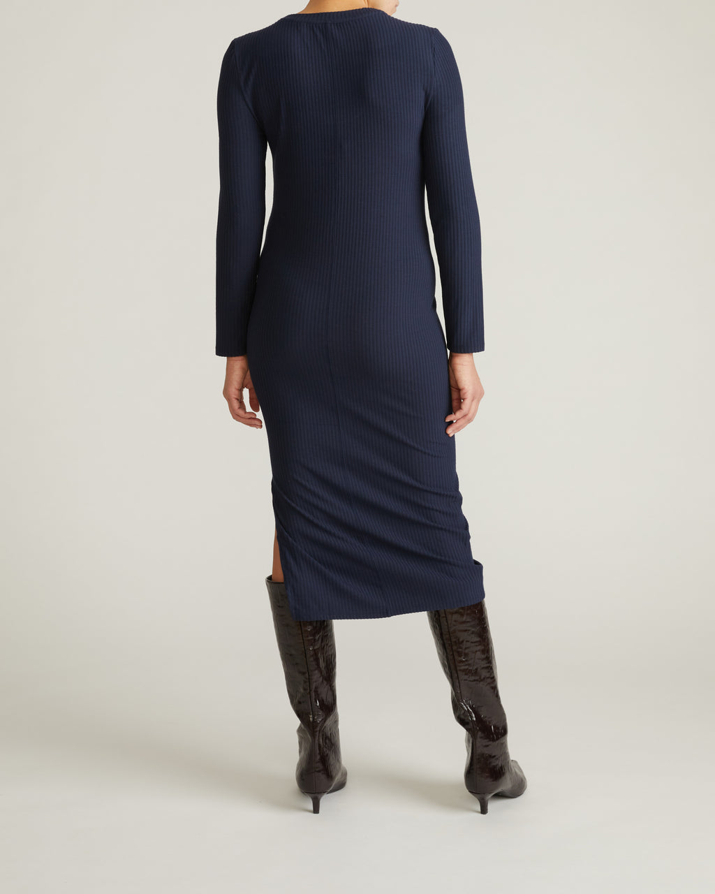 ribbed long sleeve dress Xenia - / Midnight- Size3XS Dolce & Gabbana Black Color:Bahama SkyBlue ribbed midi dress Lined Holiday-All