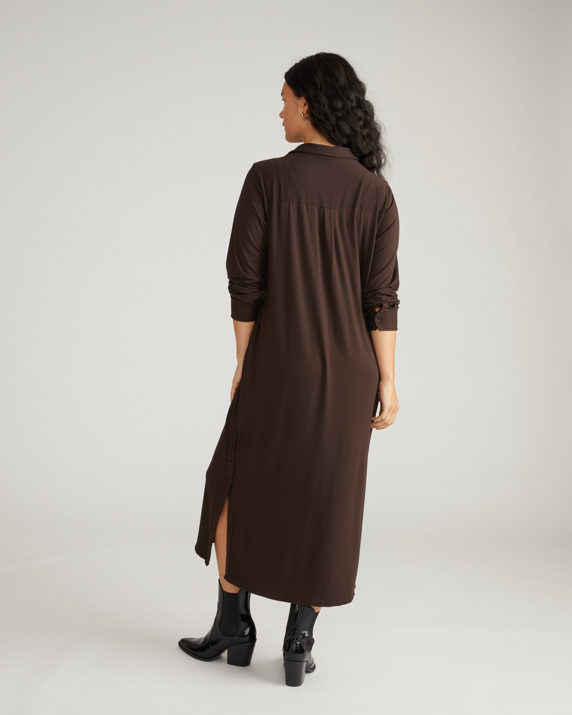 Sally Liquid Jersey Shirt Dress - Espresso Universal Standard Sally Liquid Jersey Shirt Dress - Espresso Universal Standard