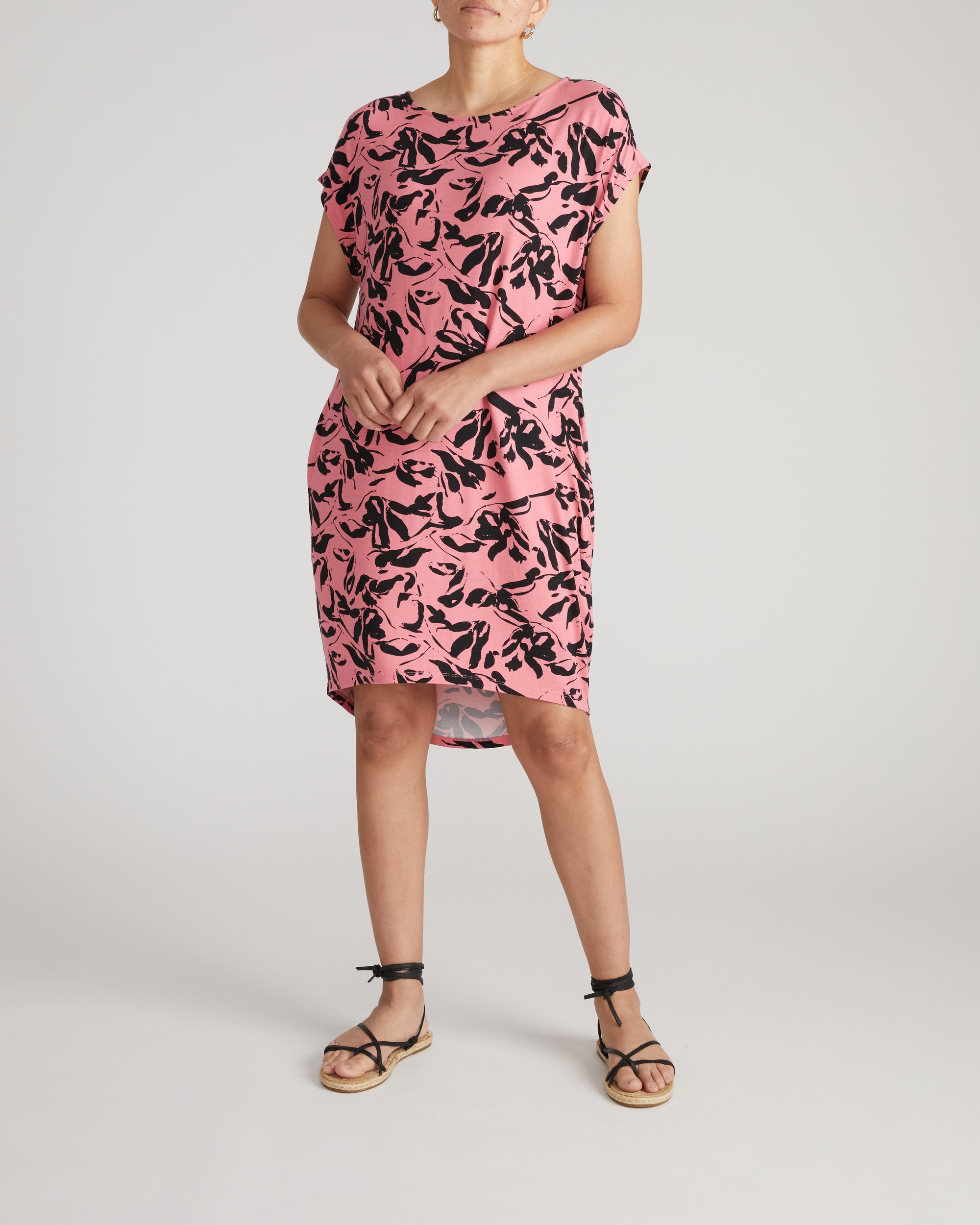 Helen Liquid Jersey Shift Dress - / Pink Sgraffito Print- Size3XS