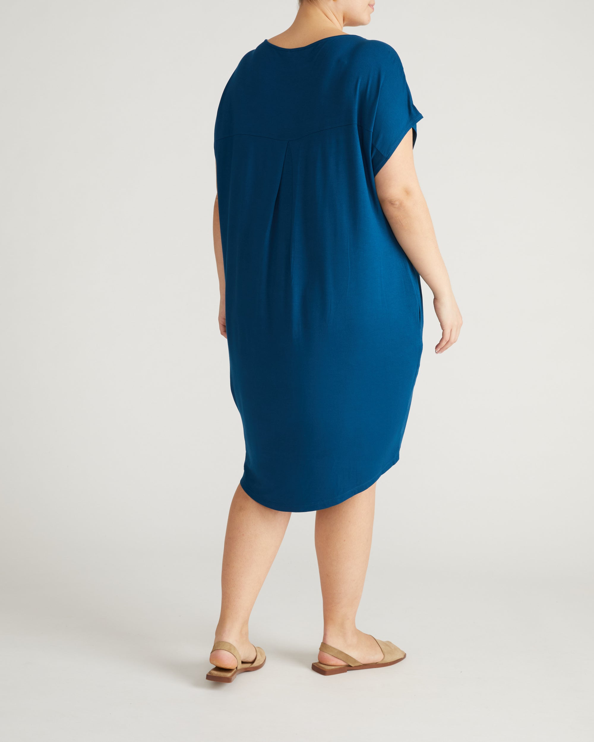 Helen Liquid Jersey Shift Dress - Blue Teal | Plus Size & Straight Size Women's Fashion | Universal Standard