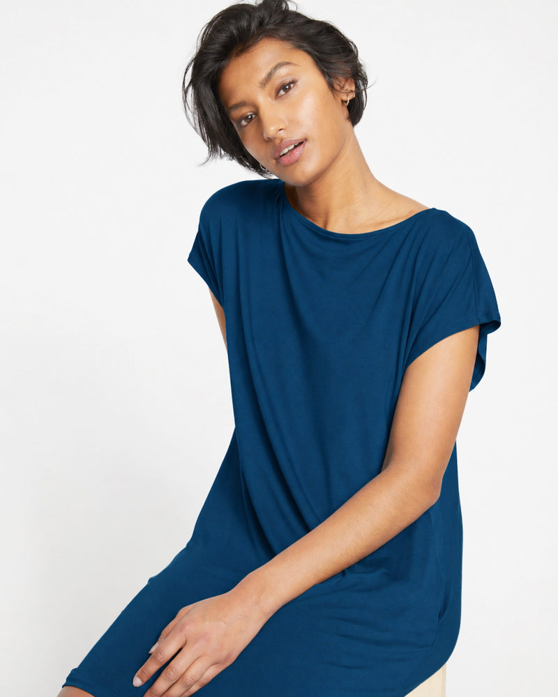 Helen Liquid Jersey Shift Dress - Blue Teal | Plus Size & Straight Size Women's Fashion | Universal Standard