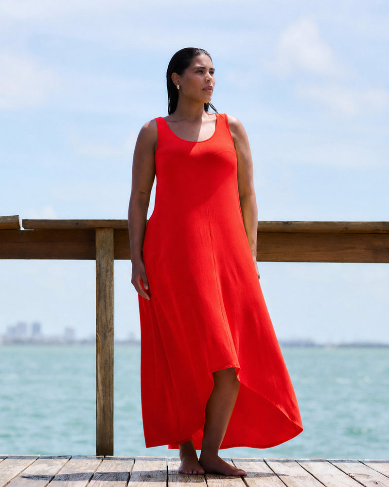 Athena Divine Jersey Dress - Shoreline Sunset | Plus Size & Straight Size Women's Fashion | Universal Standard