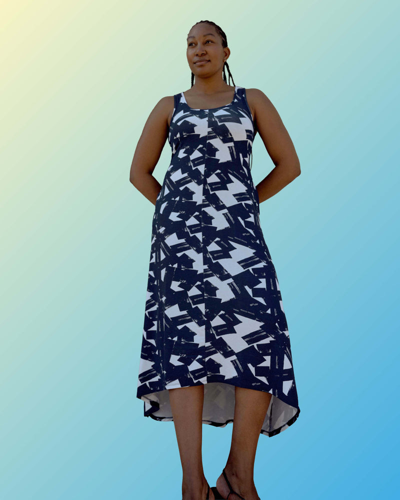 Athena Divine Jersey Dress - Navy Santiago Print