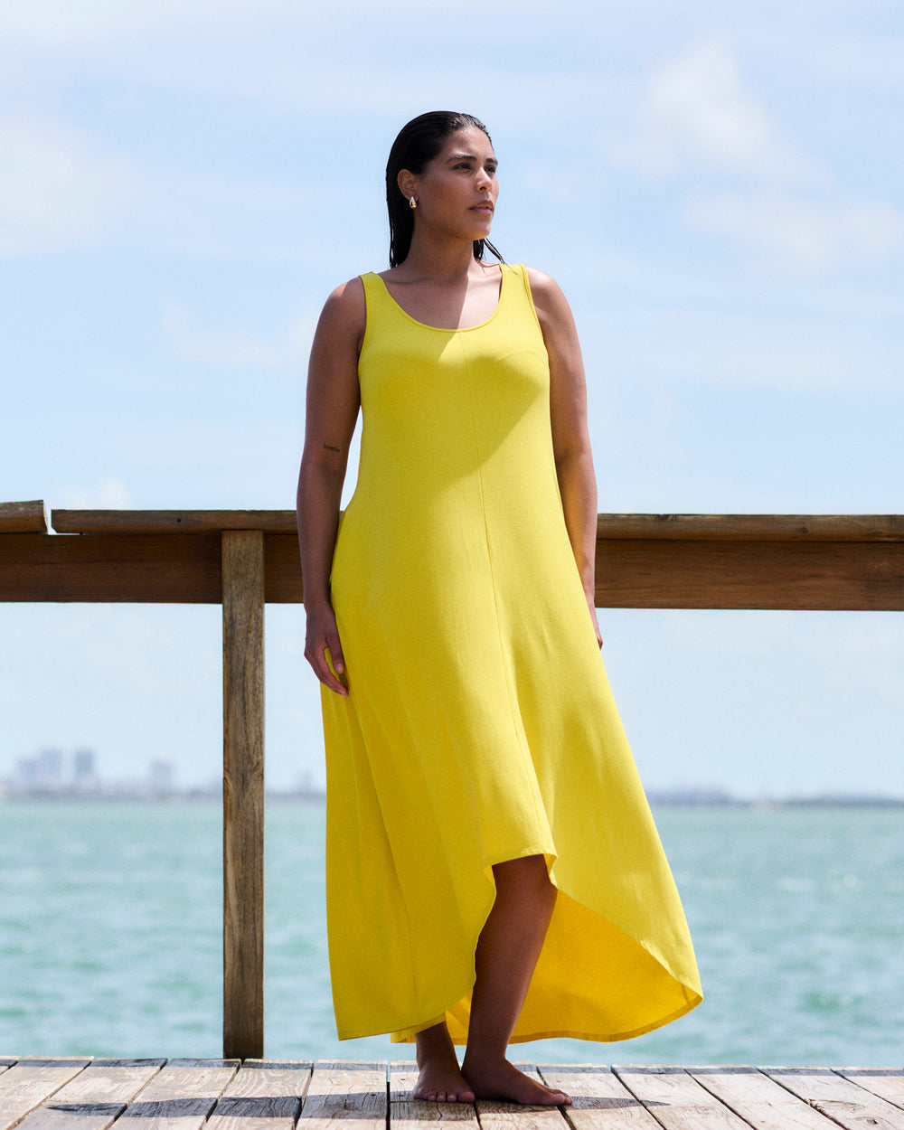 Athena Divine Jersey Dress - Yellow