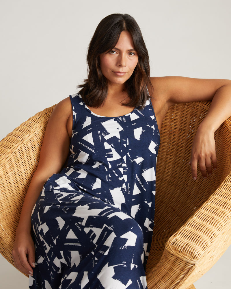 Athena Divine Jersey Dress - Navy Santiago Print