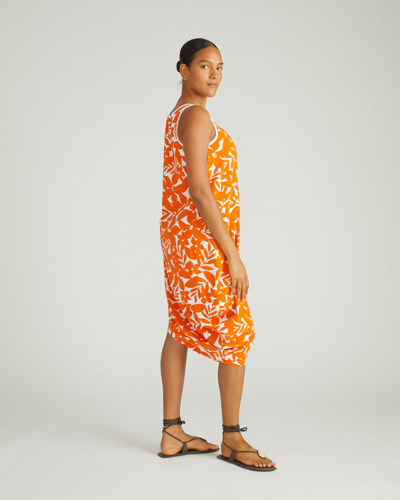 Iconic Geneva Tank Dress - Petal Palette Print in Arancia