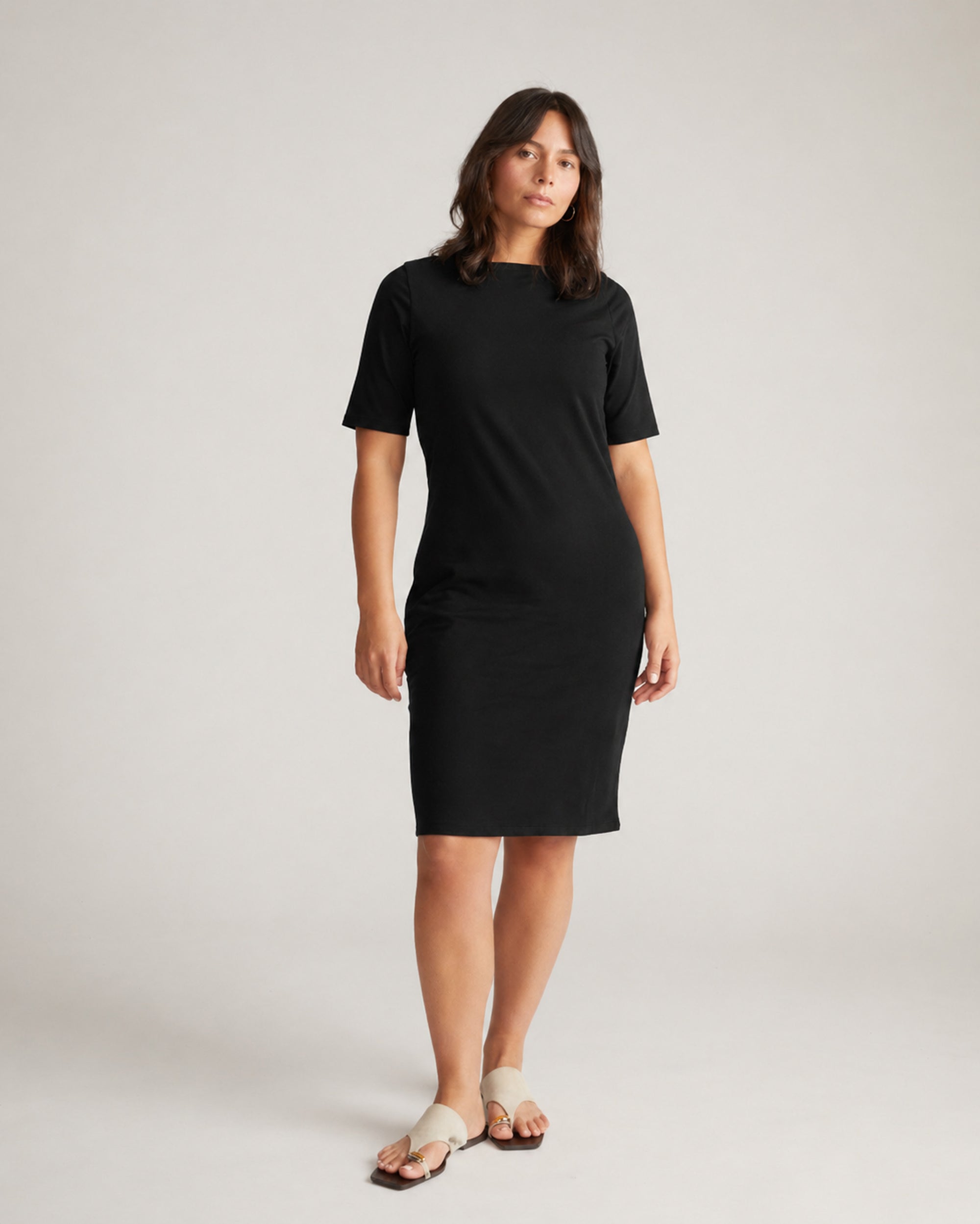 Belle Breton Stripe Jersey Dress - Solid Black | Plus Size & Straight Size Women's Fashion | Universal Standard