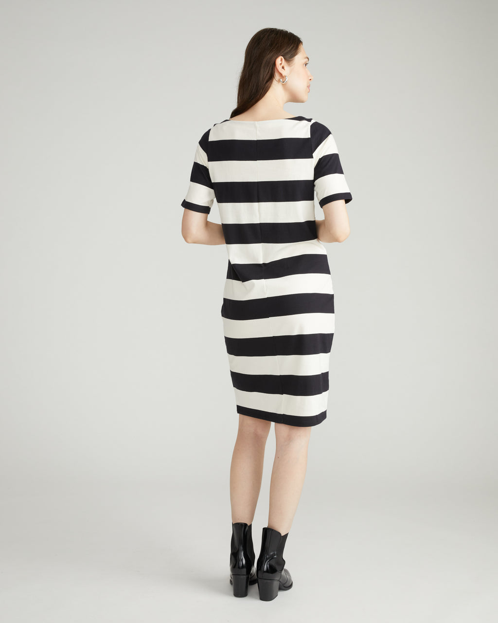 Belle Breton Stripe Jersey Dress - / Ecru/Black Rugby Stripe- Size4XS - by Universal Standard Belle Breton Stripe Jersey Dress - / Ecru/Black Rugby Stripe- Size4XS - by Universal Standard