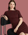 Belle Breton Stripe Jersey Dress - Solid Black Cherry