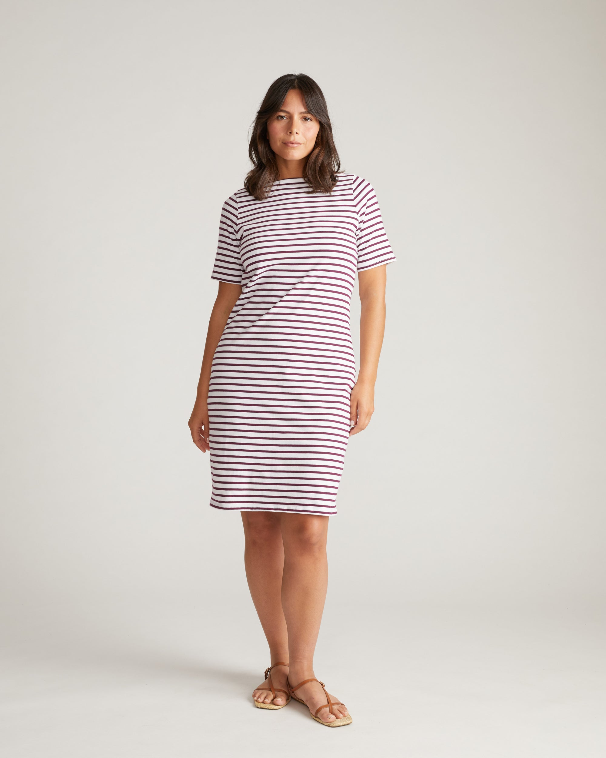 Belle Breton Stripe Jersey Dress - White/Gamay Stripe Universal Standard Belle Breton Stripe Jersey Dress - White/Gamay Stripe Universal Standard