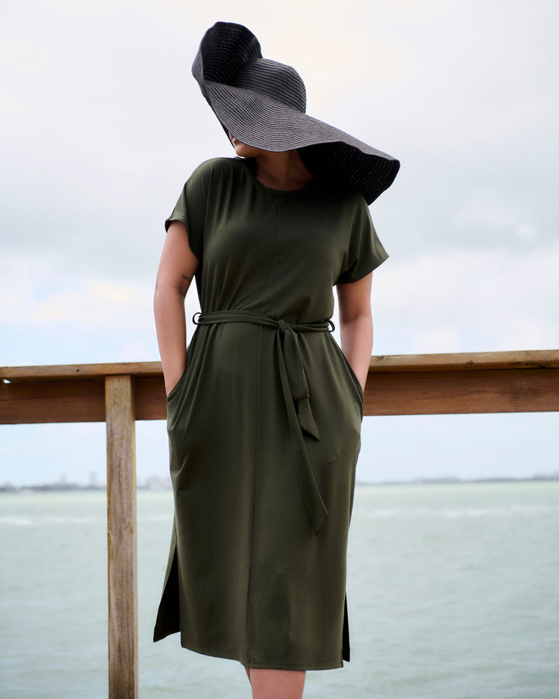 Belted Divine Jersey Dress - Nori