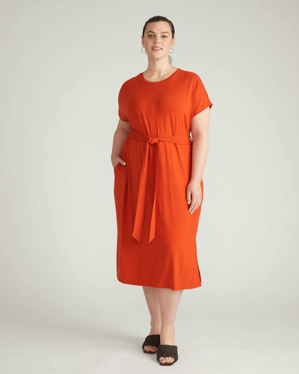 Belted Divine Jersey Dress - Warm Russet