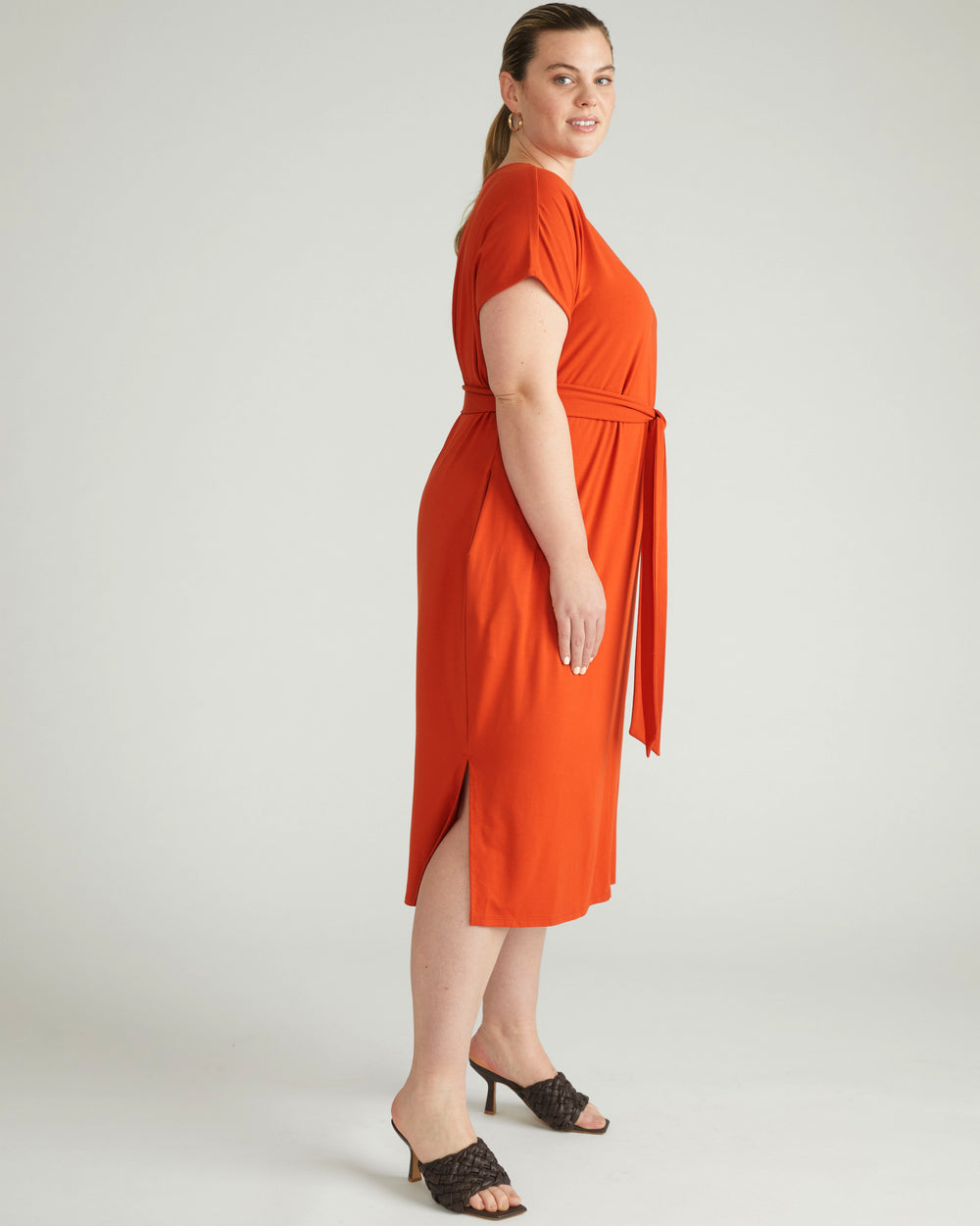 Belted Divine Jersey Dress - Warm Russet