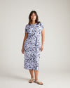 Belted Divine Jersey Dress - Petal Palette Print in Jacaranda